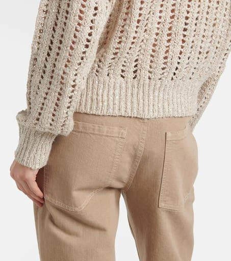 Brunello Cucinelli Embellished silk and linen-blend sweater 6