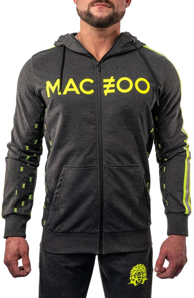 Maceoo Monogram Cotton Blend Logo Zip Hoodie