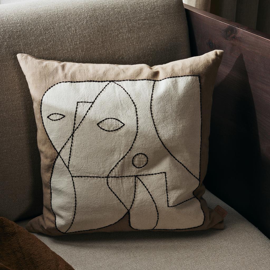 Ferm Living Ferm Living Figure Cushion - Dark Taupe/Off-white