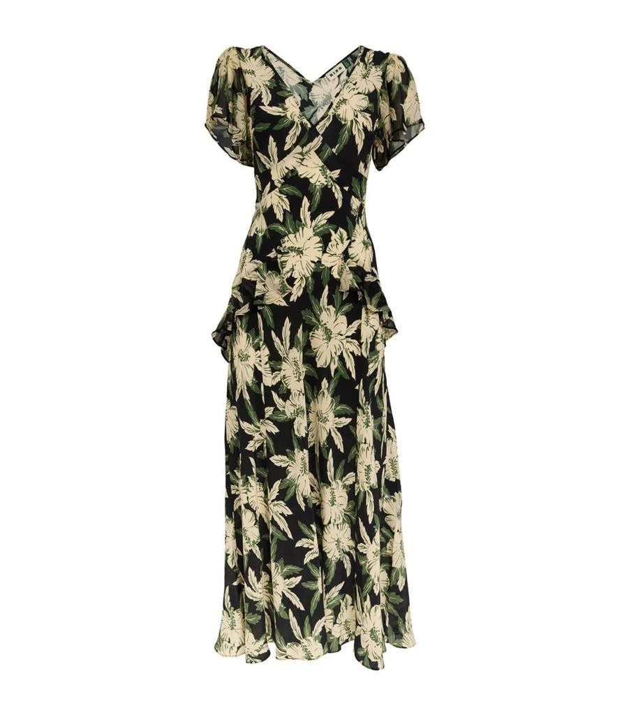 Rixo Hibiscus Print Evie Midi Dress 1