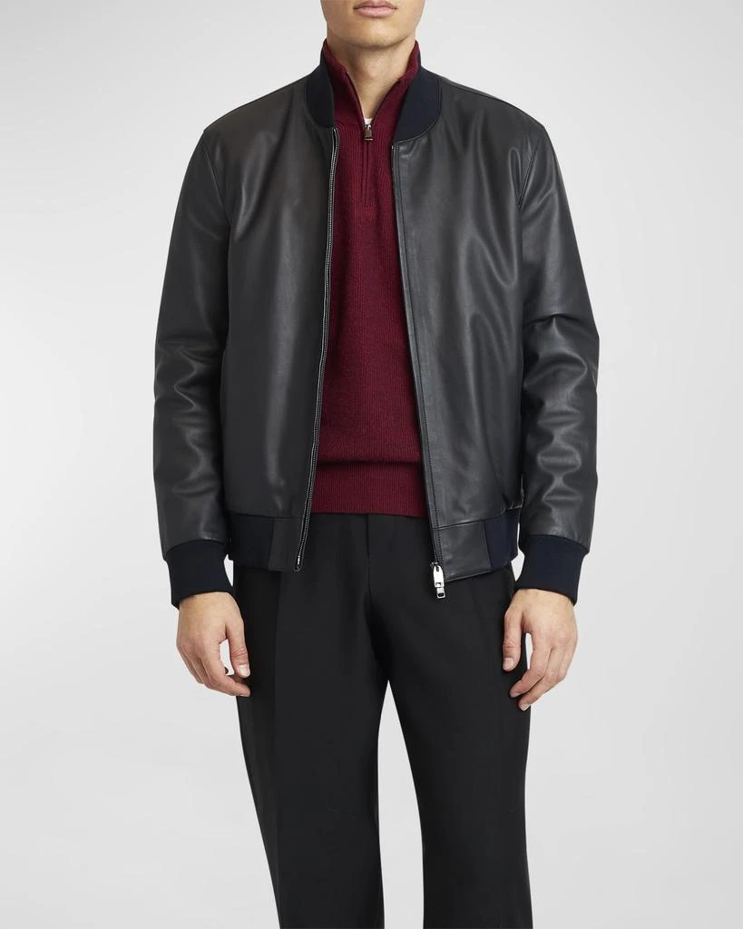 Brioni Men's Classic Leather Bomber Jacket 1