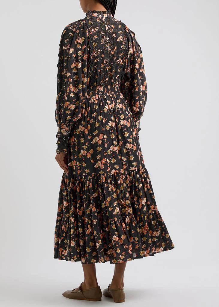 BYTIMO Floral-print embroidered cotton-blend midi dress 3
