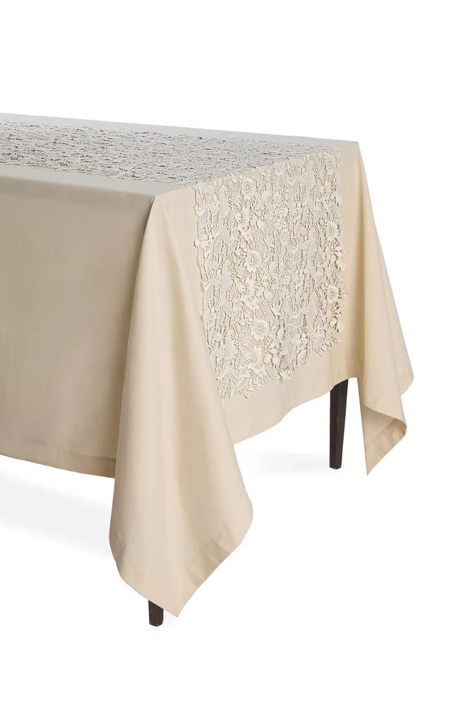 MoDA Moda Domus - Lace-Detailed Cotton Table Runner - Ivory - Moda Operandi