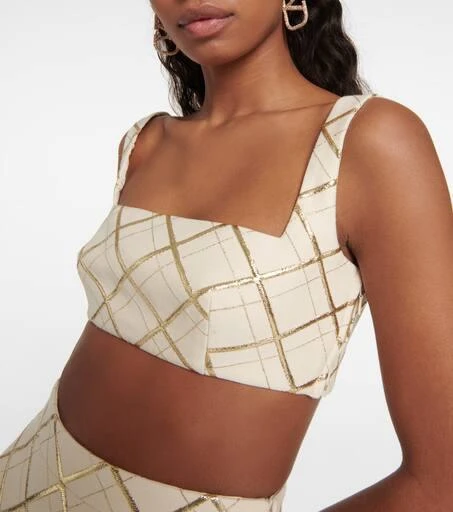 Valentino Wool-blend brocade crop top 4