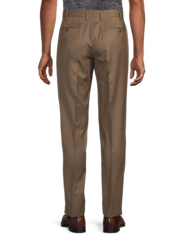 Zanella Pattern Pleated Front Wool Dress Pants