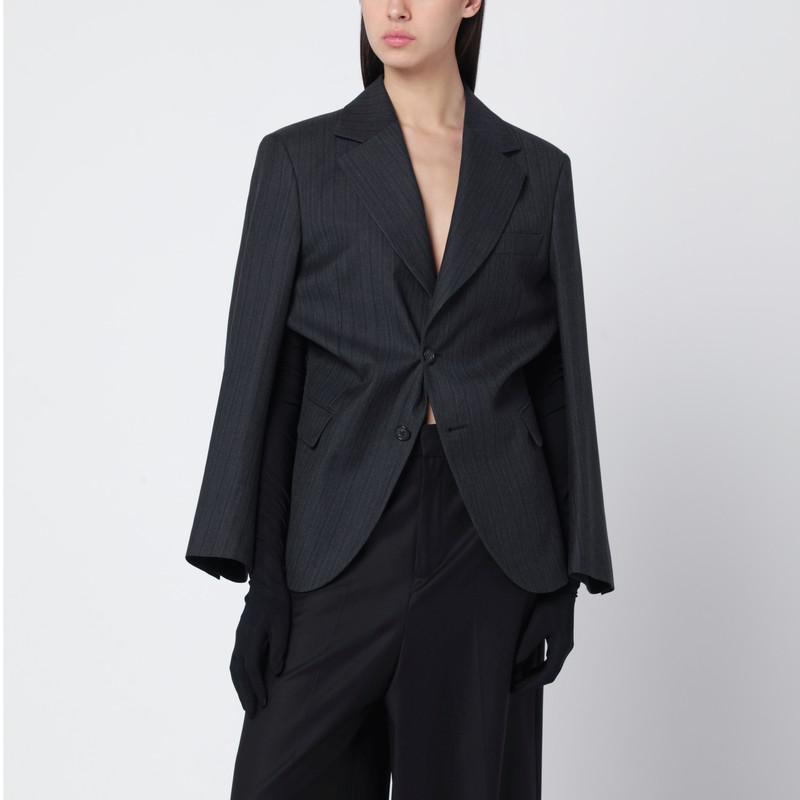 MM6 Black wool-blend jacket with gloves