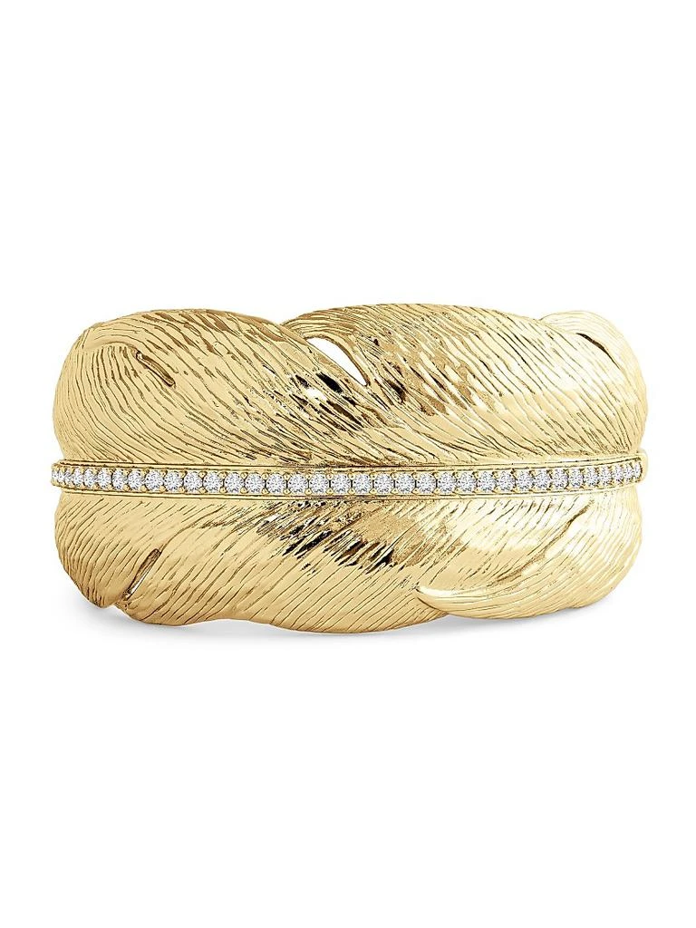 Anabel Aram Feather 18K-Gold-Plated 
Crystal Wide Hinged Cuff