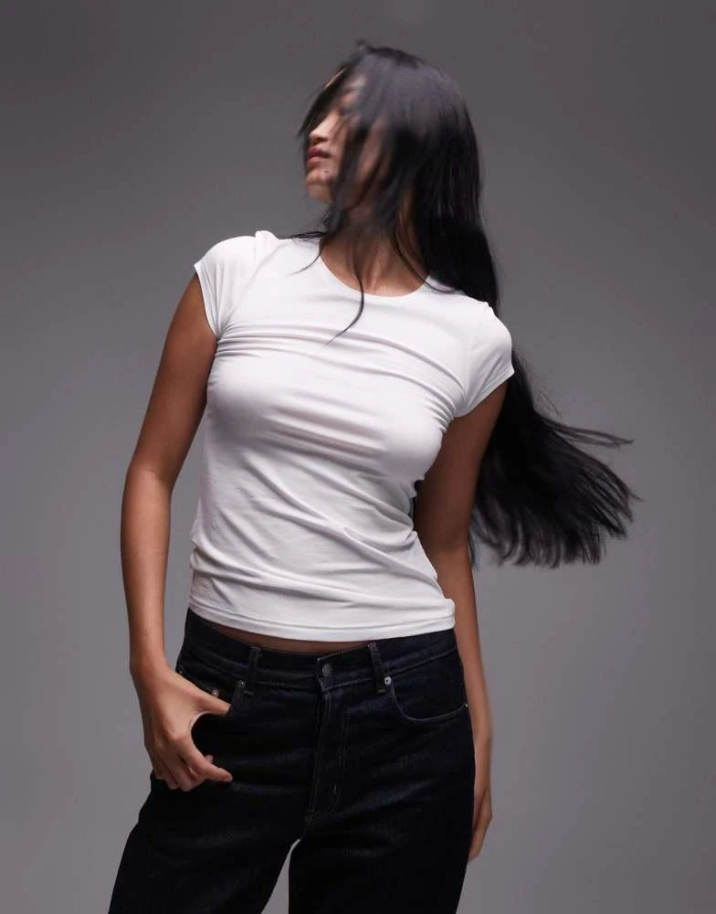 ARKET ARKET supersoft slim fit  short sleeve t-shirt  in white 1