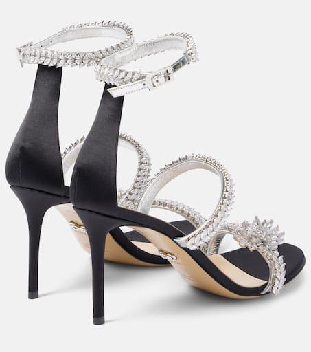 Mach & Mach Crystal Flower embellished satin sandals