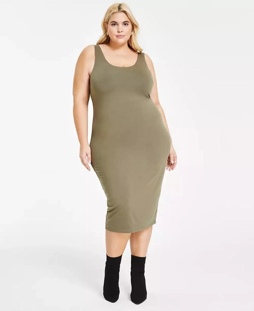 Bar III Trendy Plus Size Sleeveless Bodycon Midi Dress, Created for Macy's 1