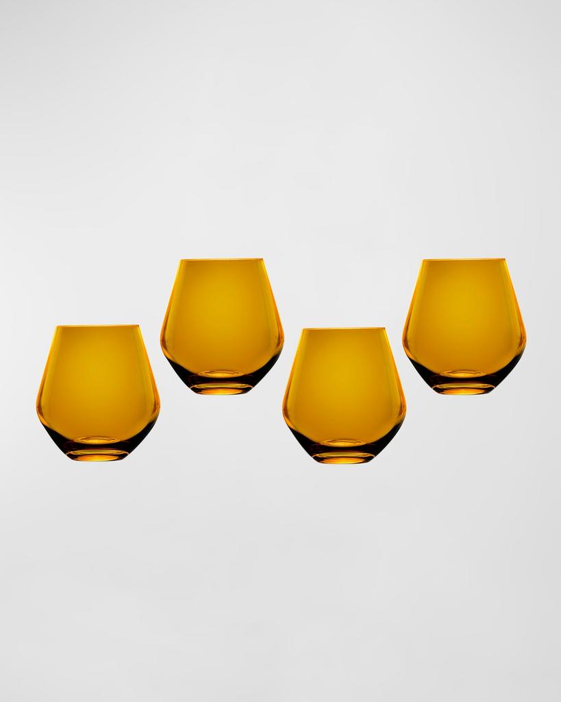 Godinger Meridian Stemless Wine Glasses, Amber - Set of 4