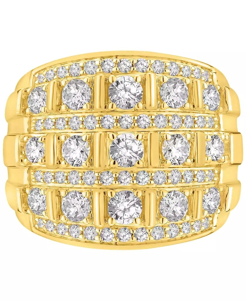 Macy
s Men
s Diamond Multirow Polished Statement Ring (3 ct. t.w.) in 10k Gold