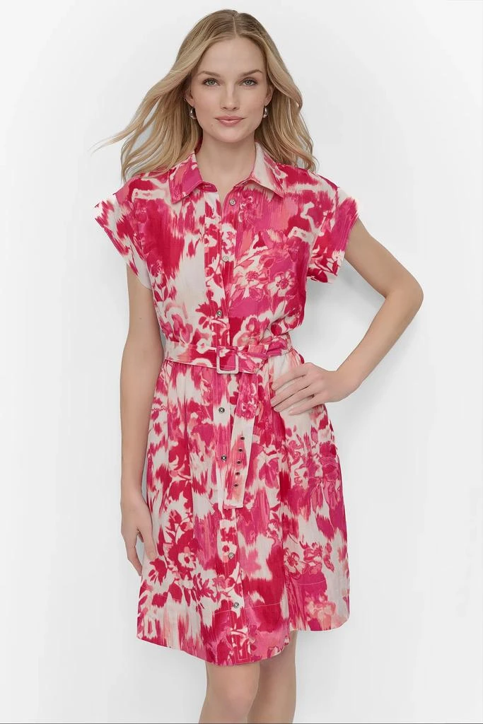 DKNY BELTED FLORAL SHIRT DRESS 5