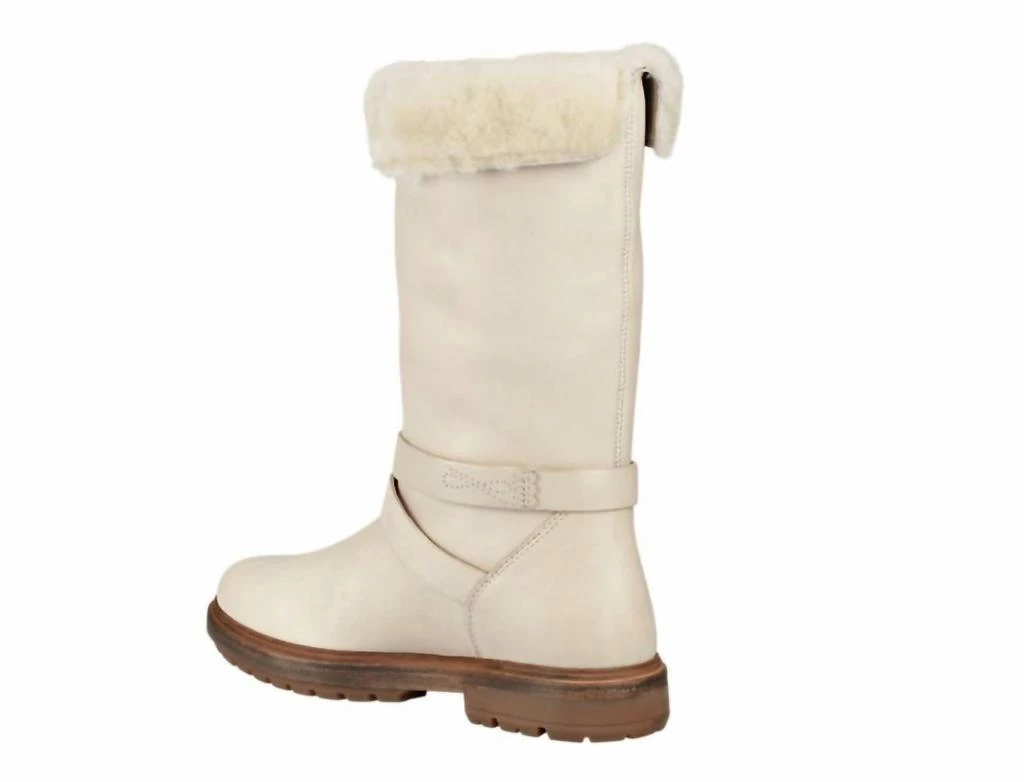 Timberland Women's Riley Flair Waterproof Pull On Fur Lining Leather Boots In Cream 2
