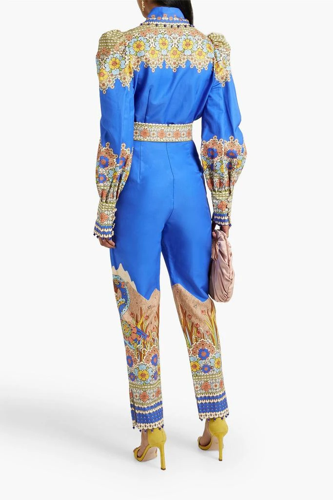Zimmermann Belted printed cotton and silk-blend twill tapered pants 3