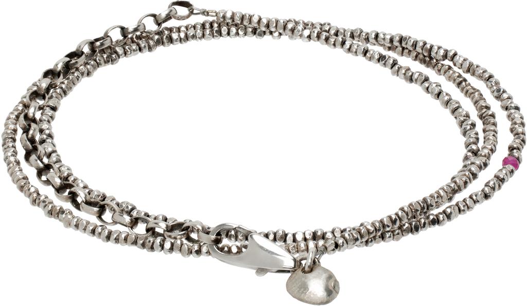 Title of Work Silver Beaded Chips Multi Wrap Bracelet