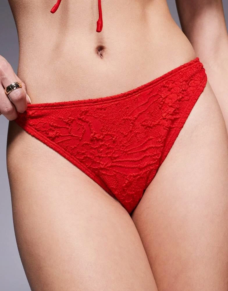 ASOS ASOS DESIGN Cassi Ibiza high leg cheeky bikini bottom in red
