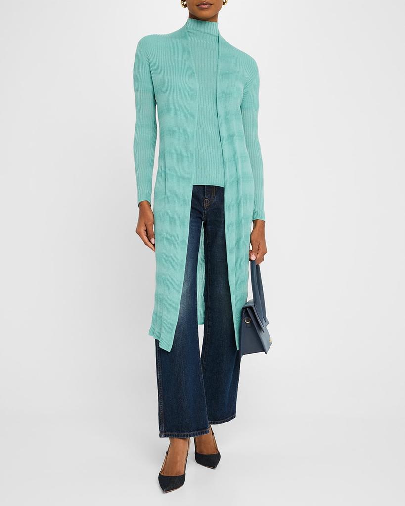 TSE Cashmere Ribbed Open-Front Duster Cardigan