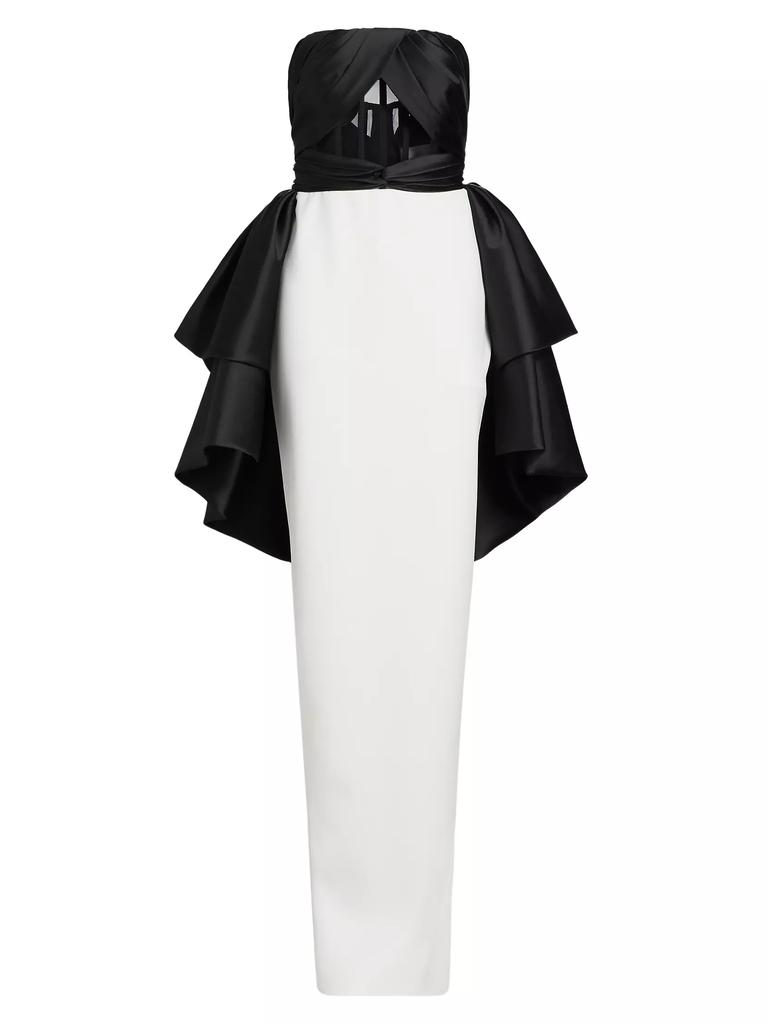 Pamella Roland Colorblocked Crêpe Strapless Gown