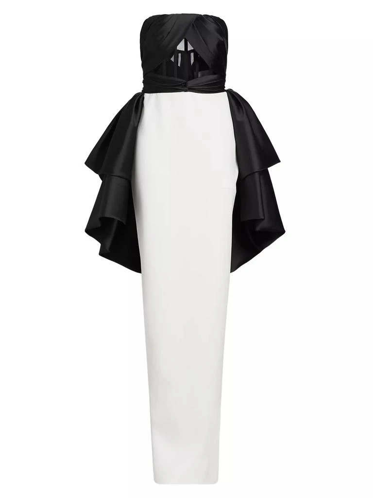 Pamella Roland Colorblocked Crêpe Strapless Gown 1