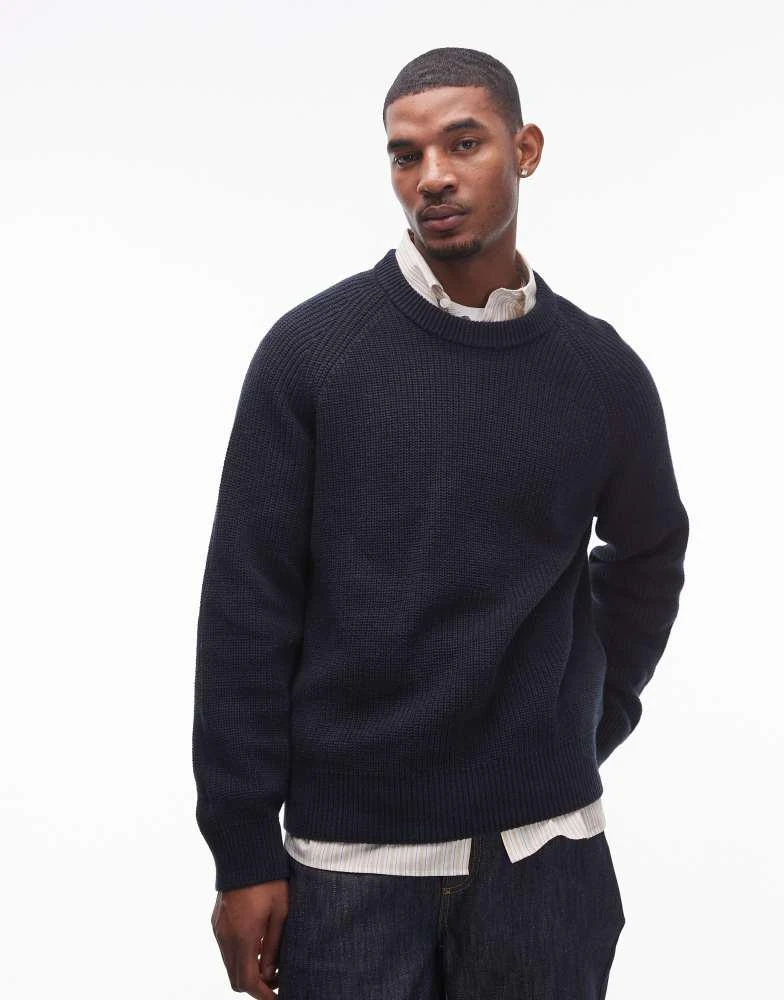 ARKET ARKET linen blend knitted sweater in navy blue 1