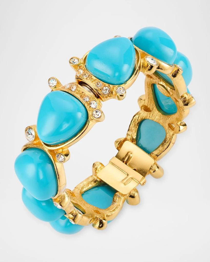 Kenneth Jay Lane Crystal Dots and Rounded Triangle Cabochon Hinged Bracelet 3
