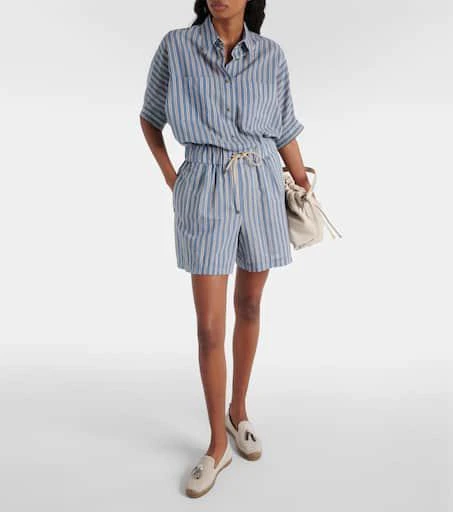Brunello Cucinelli Striped cotton and silk shorts 2