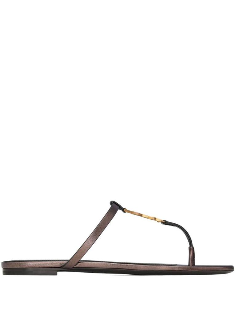 サンダル・ミュール SAINT LAURENT CASSANDRE LEATHER THONG SANDALS Cassandre leather thong sandals in black - Saint Laurent