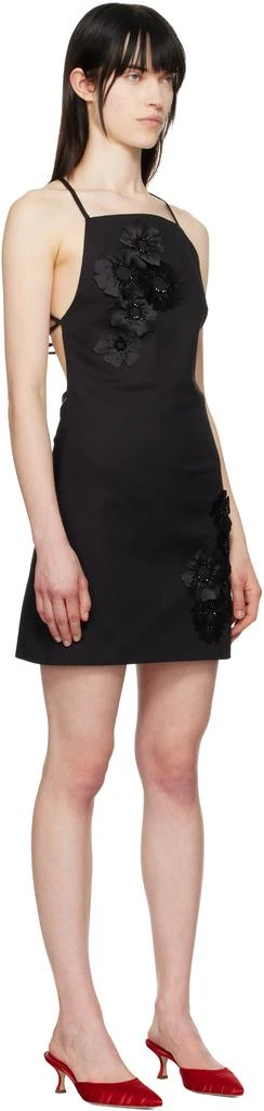 MSGM Black Floral Appliqué Minidress 2