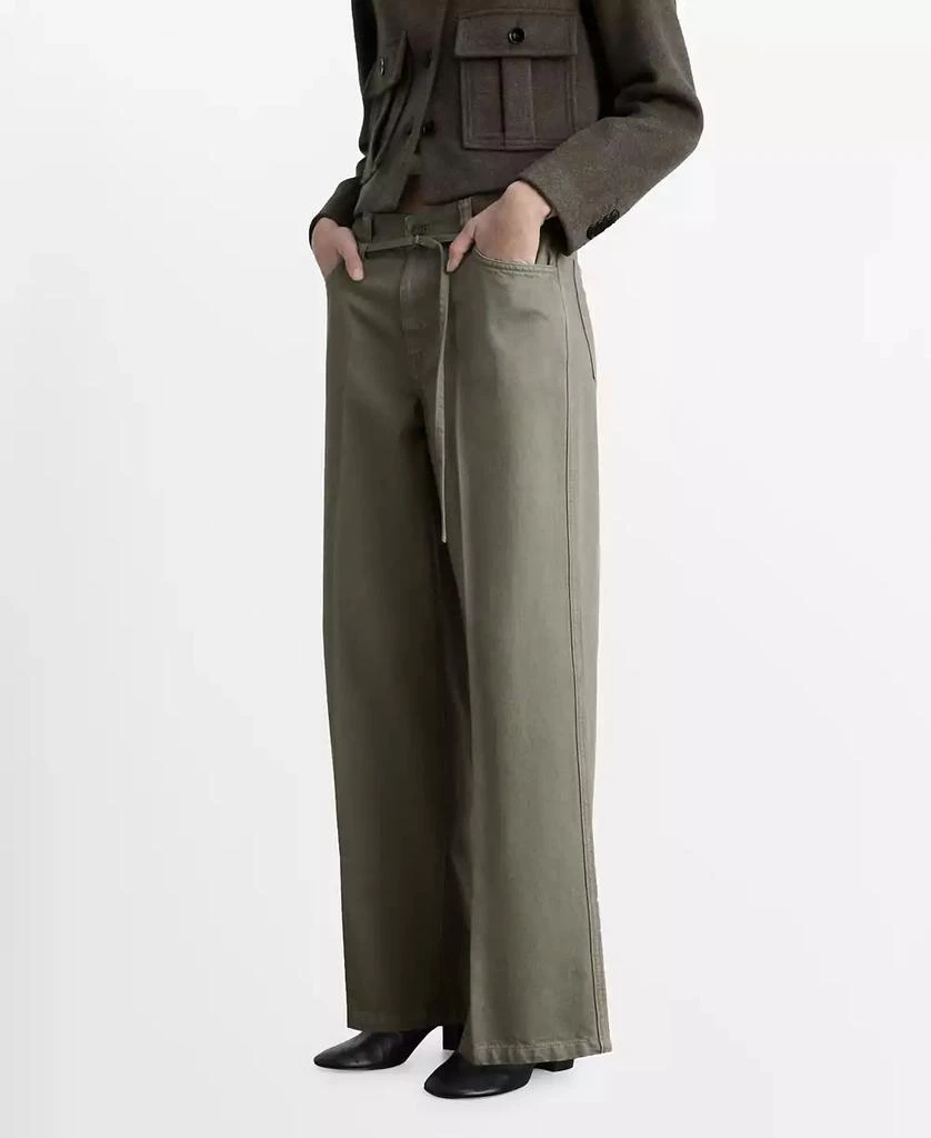 Mango Women's Belt Detail Wide Leg Jeans 4