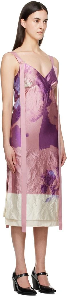 Erdem Pink 
Purple V Neck Slip Cocktail Midi Dress 2