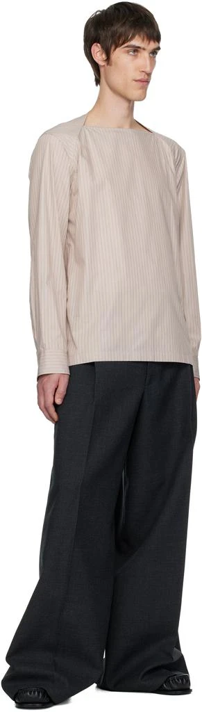 Dries Van Noten Beige Boat Neck Cotton Shirt 4