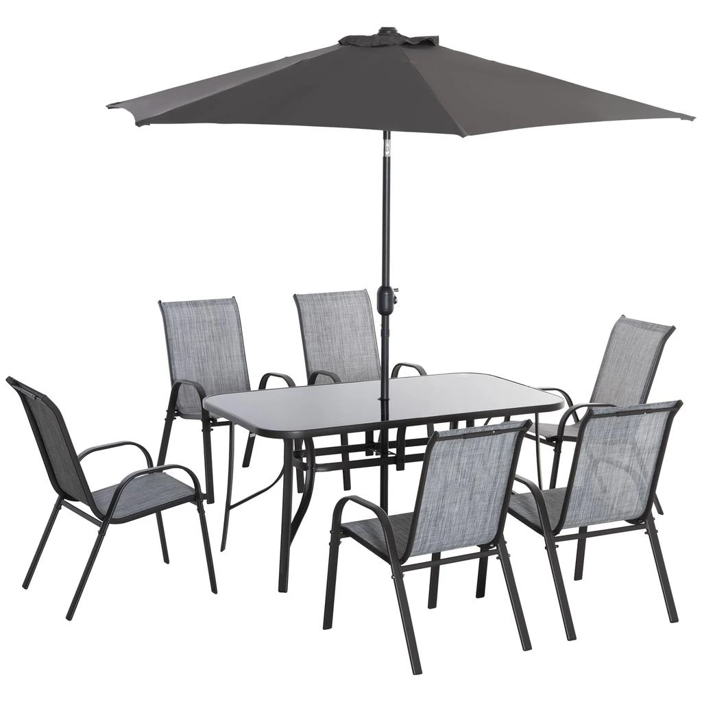 Hivvago 8-Piece Outdoor Patio Dining Set with Umbrella
