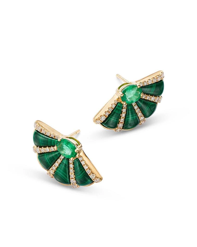 Bloomingdale
s Malachite, Emerald, 
Diamond Fan Stud Earrings in 14K Yellow Gold 3