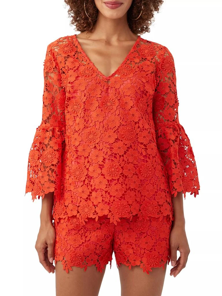 Trina Turk Smolder Floral Guipure Lace Top 1