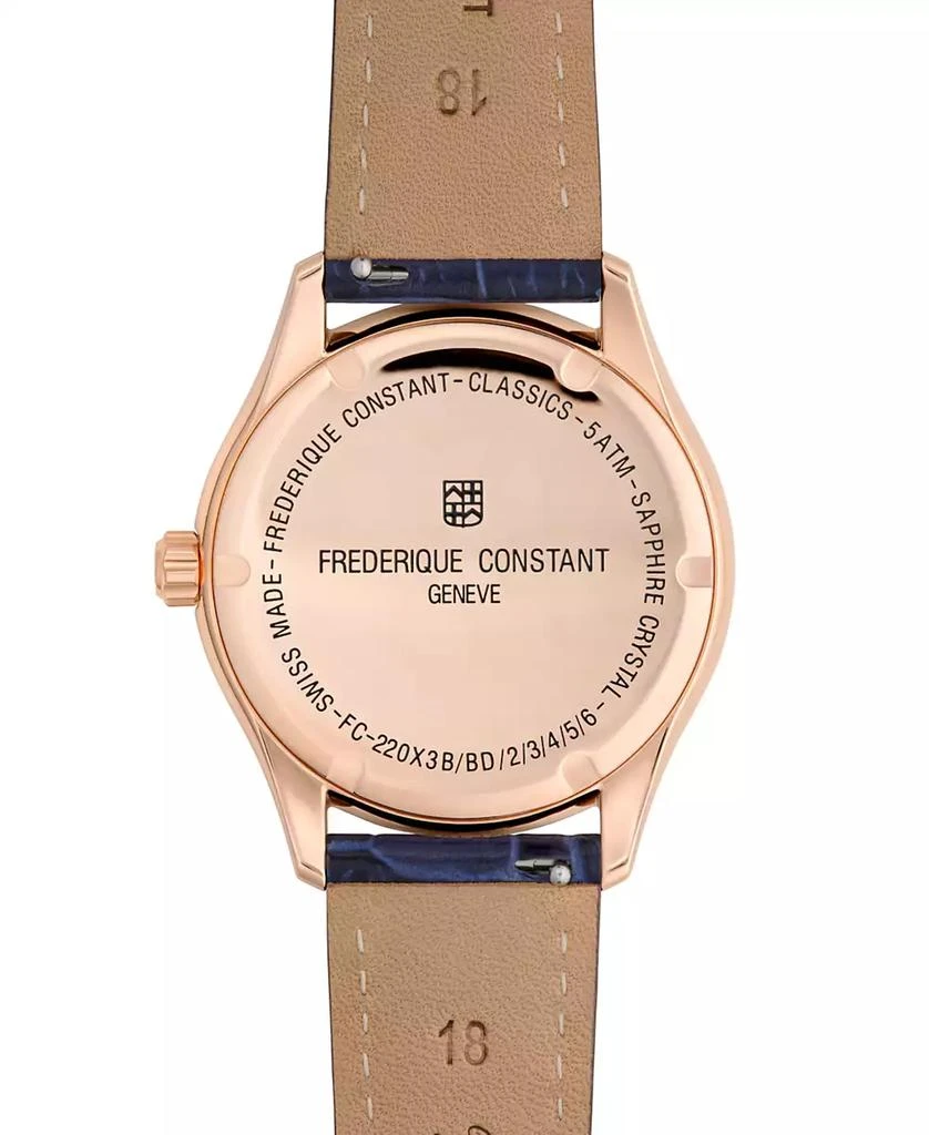 Frederique Constant Women's Swiss Classic Diamond (3/8 ct. t.w.) Navy Leather Strap Watch 36mm 3