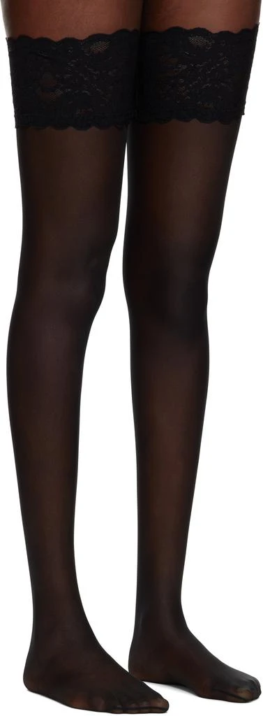 Wolford Black Satin Touch 20 Stay-Up Socks 4