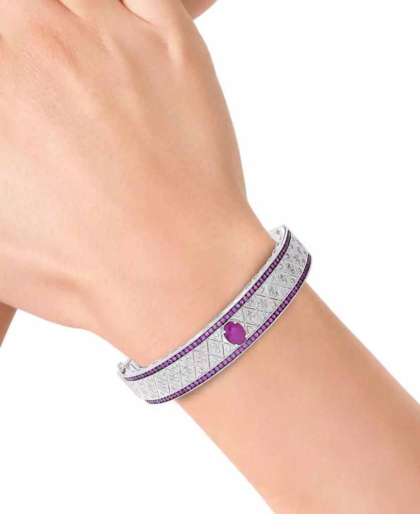 Effy EFFY® Ruby (1-7/8 ct. t.w.) & Diamond (1 ct. t.w.) Filigree Bangle Bracelet in Sterling Silver
