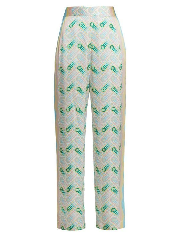 Casablanca Printed Wide-Leg Silk Pants 6