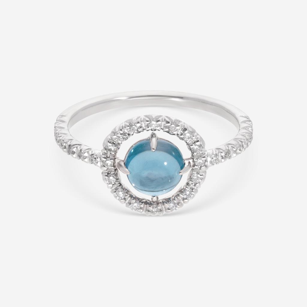 SuperOro SuperOro Re 18K White Gold Diamond & London Blue Topaz Statement Ring RE/A001