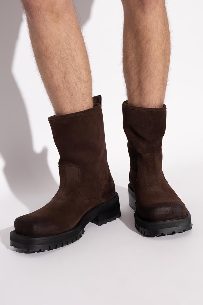Leather Boots Diesel Winter Shoes Black Leather Ankle Boots `D