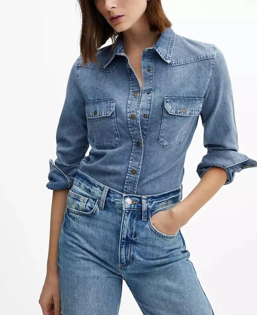 Mango Women's Chest-Pocket Denim Shirt 1