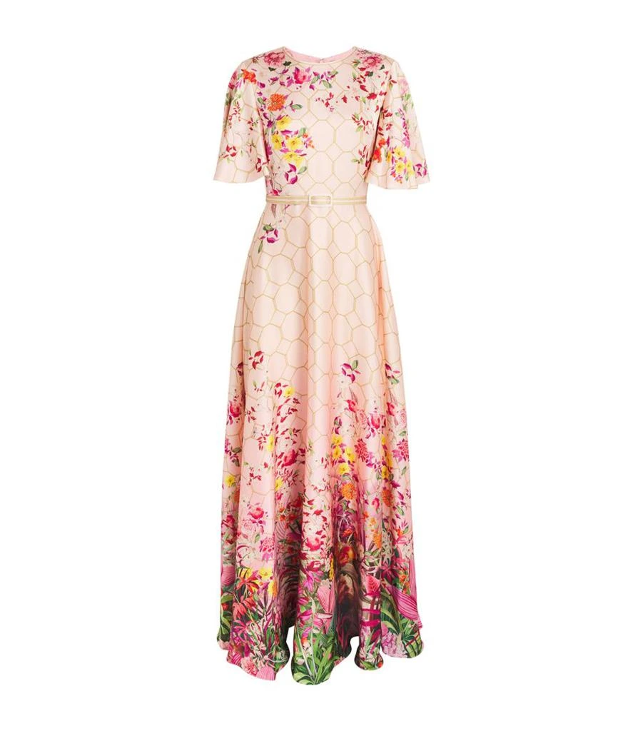 chinese dress ladies Vintage 1970s Harrods Silk V-Neck Psychedelic Maxi Dress - Size UK 6 main image 1