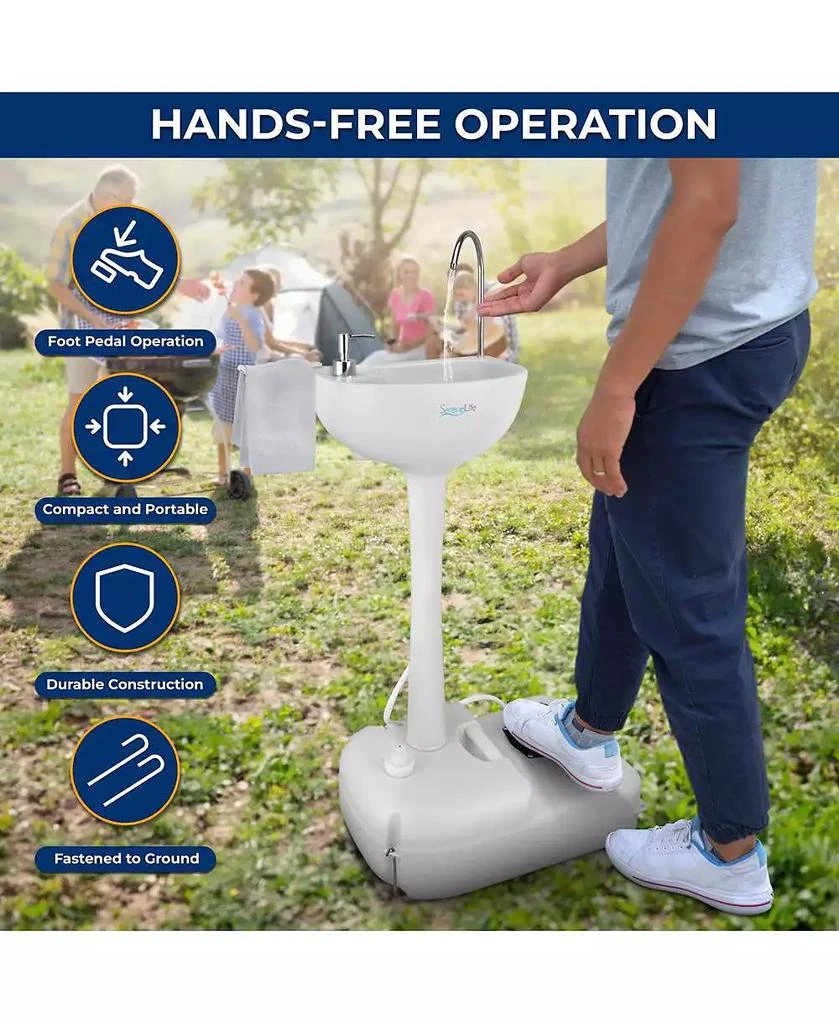 SereneLife Portable Hand-Wash Sink Station with Foot Pump 
Soap Dispenser 3