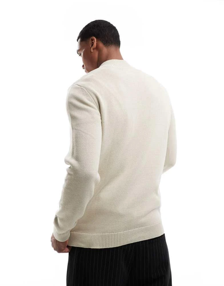 ASOS ASOS DESIGN midweight knitted quarter zip jumper in oatmeal 3