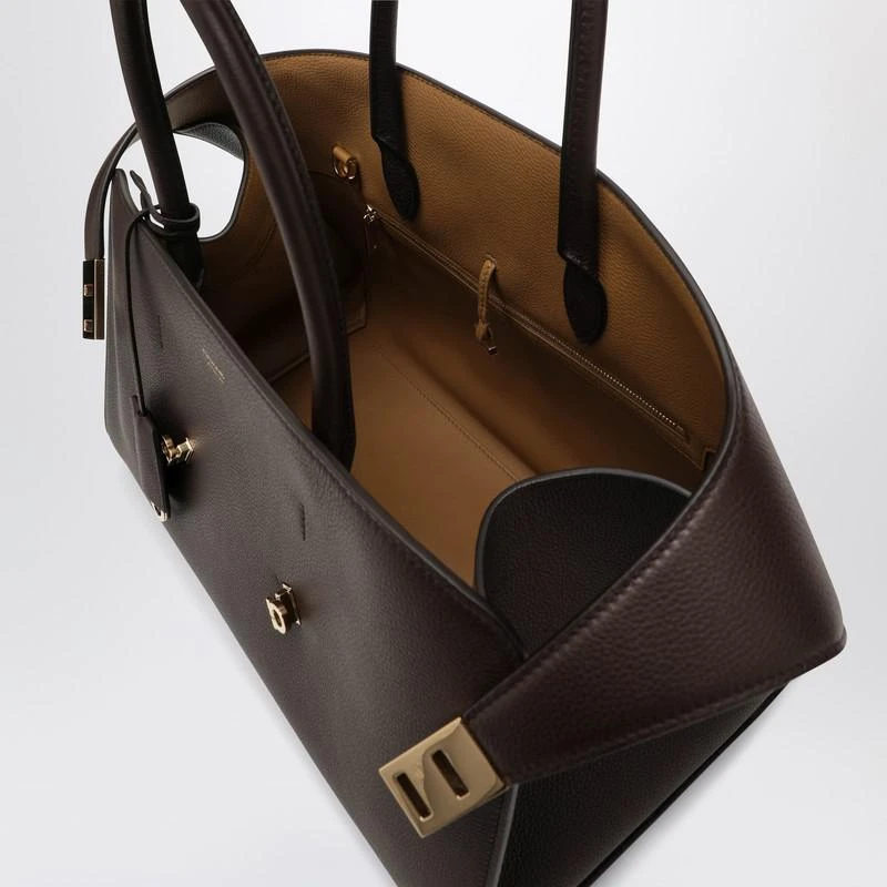 Salvatore Ferragamo Hug M Leather Handbag in Brown/Ochre 5