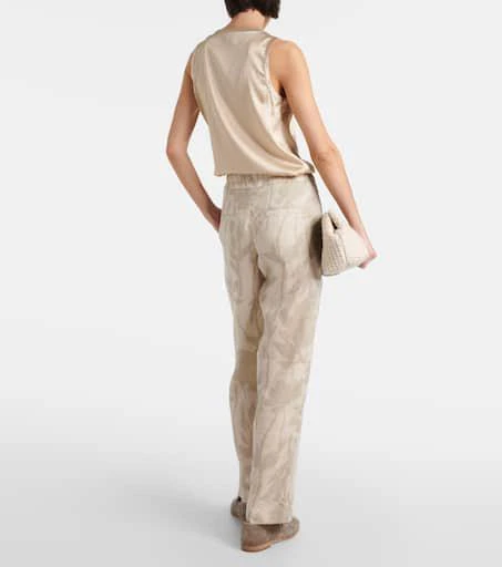 Brunello Cucinelli Printed linen tapered pants 3