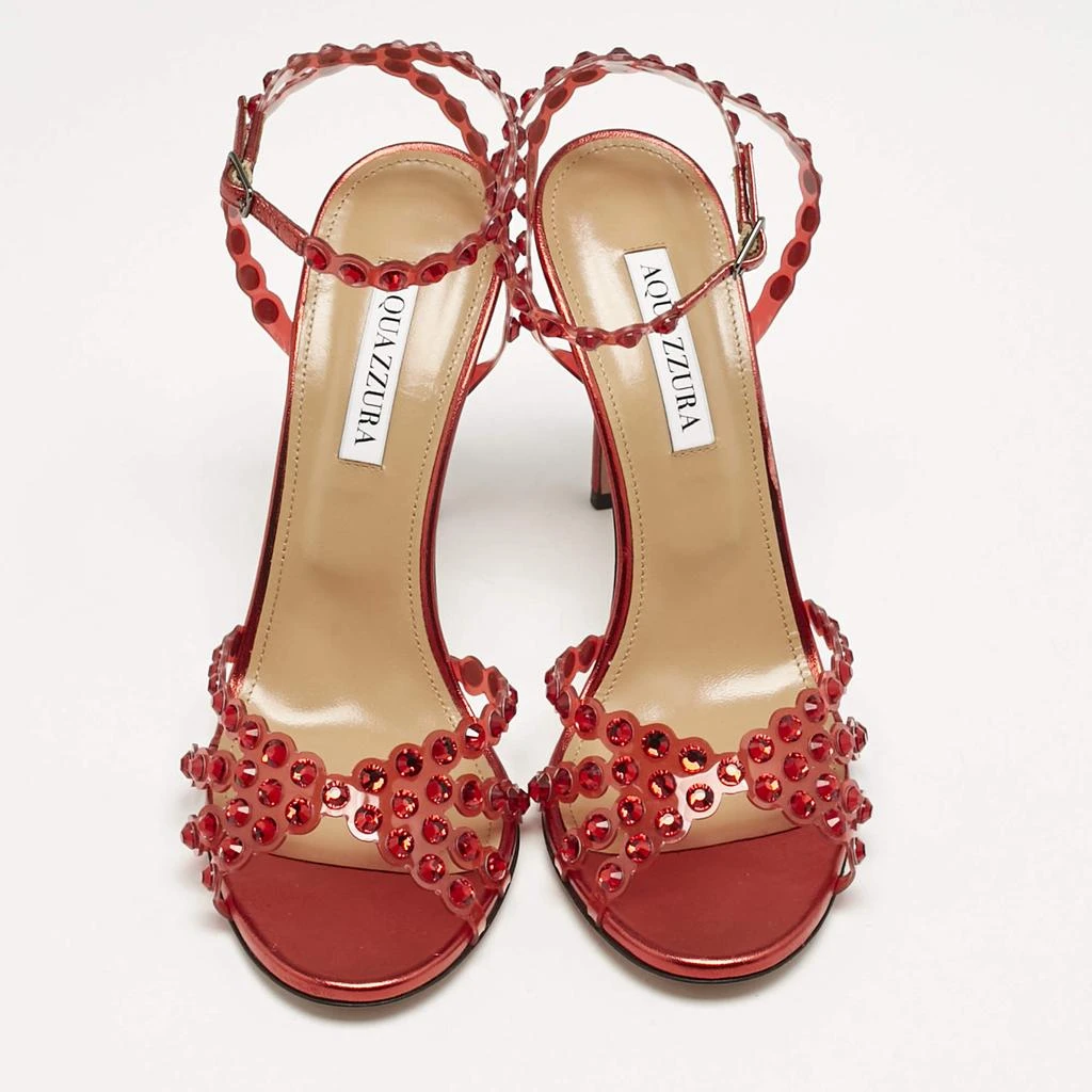 Aquazzura Aquazzura Red PVC Crystal Embellished Tequila Sandals Size 39.5 3