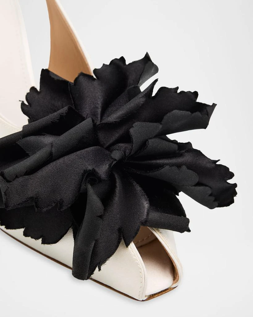 Salvatore Ferragamo 70mm Gema Satin Flower Slingback Pumps 5