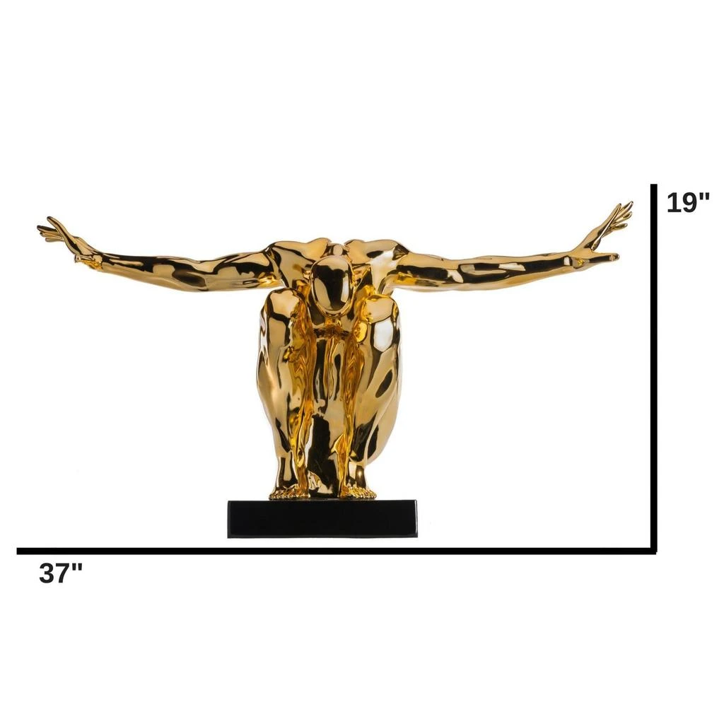 Finesse Decor Large Saluting Man Resin Sculpture 37" Wide x 19" Tall // Gold 1